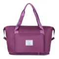 Large capacity travel duffel bag with dry wet separation and bottom zipper extension. - Purple