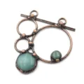 Vintage copper tone metal geometric pendant with natural green crystal stone jewelry accessories - Matte Black (01)