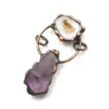 Handmade raw crystal copper wrapped pendant vintage gemstone necklace jewelry item. - 05