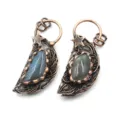 Handmade copper wire wrapped crystal labradorite moon star vintage pendant jewelry. - 08