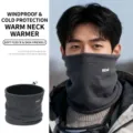 Windproof fleece neck gaiter for winter cycling and skiing, thick warm face mask for men. - Dark Gray