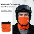 Winter fleece neck warmer ski face mask windproof thermal cycling neck gaiter orange - Orange Red