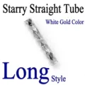 Silver faceted straight tube DIY spacer bead for handmade bracelet and necklace making. - Starry Straight Tube Long / White Gold