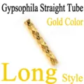 Gold faceted straight tube DIY spacer bead, 925 silver gold-plated jewelry accessory. - Starry Straight Tube Long / Yellow Gold