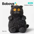 Simpatico peluche gatto nero, morbida bambola di peluche con grandi occhi gialli, regalo di compleanno. - Gatto Blu / Misura 40cm