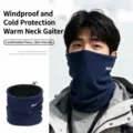 Windproof thermal fleece neck gaiter for winter cycling, skiing and outdoor sports warm scarf. - Navy Blue