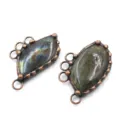 Handmade raw labradorite copper wrapped multi ring jewelry pendant DIY connectors components - 13