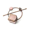 Vintage rose quartz shawl pin copper brooch retro gemstone clothing accessory jewelry wholesale - 14