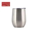Bicchiere da vino in acciaio inox 360ml tazza isolata forma a U vuota colore argento - Tazza Guscio d'Uovo 12oz / colore naturale dell'acciaio