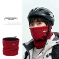 Winter red fleece neck warmer for men and women, windproof thermal gaiter for outdoor cycling. - Dark Red