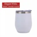 Bicchiere da vino Sottovuoto in acciaio inox con coperchio, tazza a uovo bianca 360ml. - Tazza Guscio d'Uovo 12oz / Stampaggio a Spruzzo Bianco