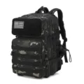 Sac à dos tactique militaire 45L imperméable MOLLE randonnée camping voyage sport plein air - Camouflage Noir