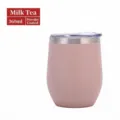 Tazza termica in acciaio inox, bicchiere isolato rosa tè al latte 360ml con coperchio. - Tazza Guscio d'Uovo 12oz / Stampaggio a Spruzzo Colore Tè al Latte