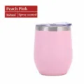 Bicchiere termico in acciaio inossidabile 360ml rosa pesca con coperchio trasparente - Tazza Guscio d'Uovo 12oz / Stampaggio a Spruzzo Rosa Pesca