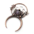 Vintage crystal moon pendant necklace accessory featuring raw quartz and purple gemstone. - 04