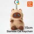 Adorable pendentif peluche chat siamois de 15cm, charm de sac en peluche douce pour cadeau. - Pendentif chat siamois