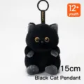 Mignon chat noir peluche pendentif 15cm, poupée en peluche douce pour cadeau d'anniversaire de fille. - Pendentif Chat Noir