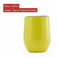 Tazza a uovo sottovuoto in acciaio inox 360ml giallo acceso isolata con coperchio - Tazza Guscio d'Uovo 12oz / Verniciatura a Spruzzo Giallo