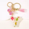 Epoxidharz Trockenblume Buchstabe Y Schlüsselanhänger Rosa Schmetterling Quaste Charms - Buchstabe Y
