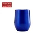 Bicchiere da vino sottovuoto in acciaio inossidabile, tazza termica blu oceano 360ml. - Tazza Guscio d'Uovo 12oz / Verniciatura a Spruzzo Blu Mare