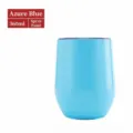 Bicchiere da vino in acciaio inox 12oz blu oceano, tazza termica sottovuoto. - Tazza Guscio d'Uovo 12oz / Verniciatura a Spruzzo Blu Chiaro