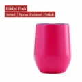 Bicchiere da vino sottovuoto in acciaio inossidabile 360ml tazza uovo rosa da viaggio - Tazza Guscio d'Uovo 12oz / Verniciatura a Spruzzo Rosa Bikini