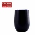 Bicchiere uovo sottovuoto in acciaio inossidabile 360ml tazza caffe nera da viaggio. - Tazza Guscio d'Uovo 12oz / Nero Verniciato