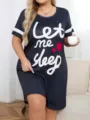 Camicia da notte da donna taglie forti a maniche corte con stampa di lettere e cuori. - Modello 17 / 1XL