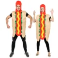 Drôle de costume de hot-dog pour adulte couple tenue de nourriture assortie spectacle body - Taille unique / Ensemble (FF290)