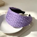 Diadema ancha plisada morada con lunares para mujer accesorios de cabello diarios retro - Púrpura Manchado