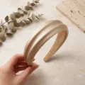Cream satin high crown headband, chic bump texture hair hoop, elegant daily hair accessories. - Champagne