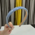 Light blue glossy padded headband women high cranial top hair hoop fashion hair accessory - Blue