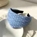 Diadema plisada con lunares azules para mujer elegante accesorio de pelo vintage de moda. - Lunares - Azul