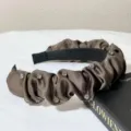 Diadema vintage marrón de satén fruncido con diamantes de imitación estilo coreano elegante - Café