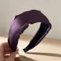 Diadema de satén ancha estilo coreano para mujer, accesorio para el pelo morado oscuro. - Púrpura