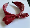 Bandeau rouge motif cachemire avec nœud, accessoire cheveux vintage pour femme élégante. - Bordeaux