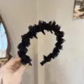 Diadema negra de malla con dientes para mujer, elegante accesorio de cabello antideslizante. - Negro