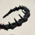 Black glitter teeth headband, anti-slip braided hair hoop for women daily wear style. - Black