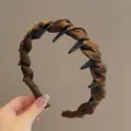 Fashion brown braided tooth headband anti-slip high skull top hair hoop for women daily wear - Coffee