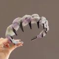 Stylish pleated fabric hair hoop with teeth, purple gradient non-slip women hair accessory - Purple