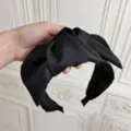 Elegante cerchietto vintage nero grande fiocco francese largo accessorio capelli per donne - FK-B974 Nero