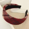 Diadema de lana con estampado de cuadros rojos ala ancha vintage accesorio de pelo - Estilo #1