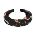 Black flamingo print fabric headband with chic cross knot design for women daily styling. - Flamingo Style (FK-B043 Black)