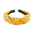 Yellow floral knotted headband for women, stylish fabric hair hoop for daily wear and wash. - Floral Style (FK-B047 Turmeric)