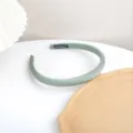 Elegant green satin thin headband for women, chic hair hoop for daily wear and face washing. - Green