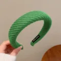 Serre-tête large en tricot vert pour femmes, accessoire de coiffure élégant et tendance. - Vert