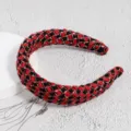 Autumn winter houndstooth headband red black tweed hair hoop fashion vintage hair accessory - Red