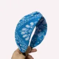 Blue paisley headband retro wide hair hoop fashion vintage headwear daily use cosmetic wash - Lake Blue