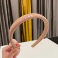 Glossy PU leather thick padded headband for women, stylish daily hair hoop accessory. - Nude