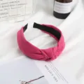 Diadema de Ante Nudosa Fucsia Ancha Banda de Pelo de Terciopelo Accesorio para el Cabello - Rosa rojo